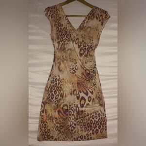 Forever 21 Tan and Brown Asymmetrical Sheath Dress